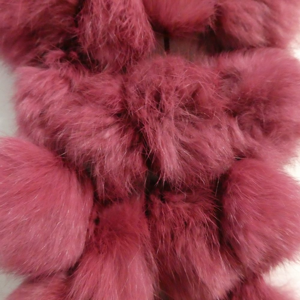 LES NANA by TRICOTTO Stunning burgundy pom pom scarf, really soft BNWOT - Picture 9 of 10